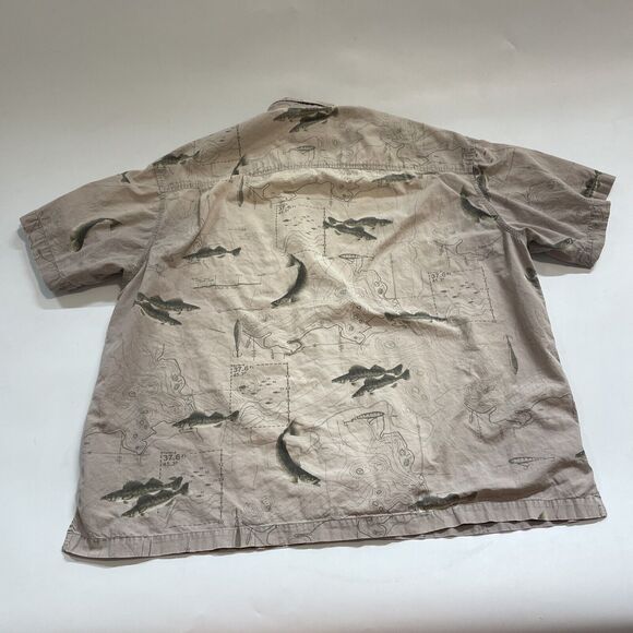 VINTAGE Columbia River Lodge Shirt Mens 2XL Trout Fish Button Up Short Sleeve - Picture 5 of 9